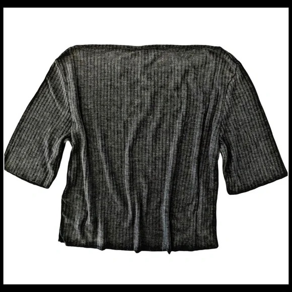 TOPSHOP NWT SLASH RIBBED CROP TEE GREY SZ 6 - Picture 8 of 14